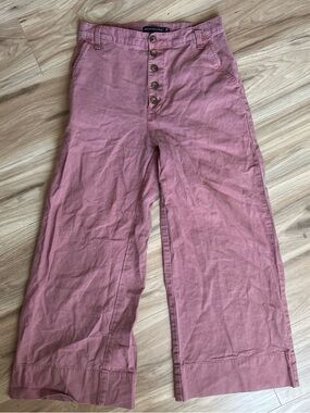 Abercrombie & Fitch Girls Wide-Leg Button-Front linen Pants in Rose